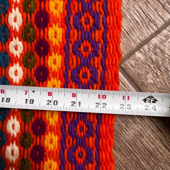 Handwoven Wool Blanket Throw End Bed‎ Colorful Scarf Fringed Edges Tribal Boho - Picture 7 of 7